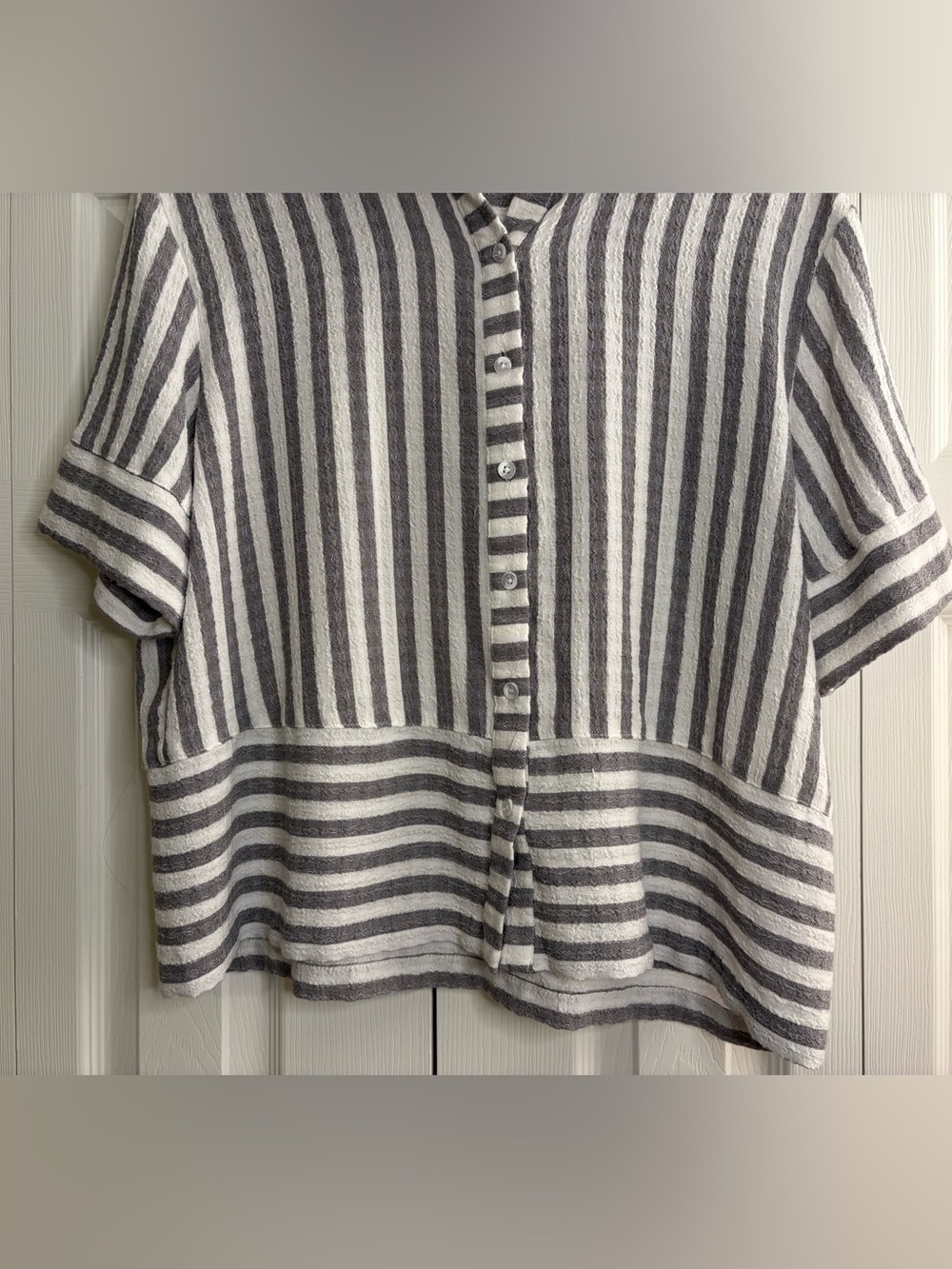 Women’s Jane and Delancey striped short sleeve button down shirt size XL - Picture 8 of 10